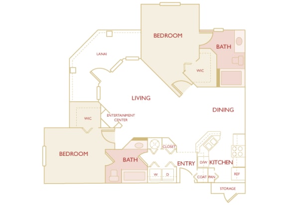 Asprey floor plan - B3 Dover - 2 bedroom and 2 bath