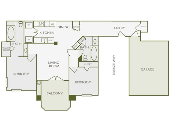 Antelope Ridge B3 2D floor plan 1 bedroom