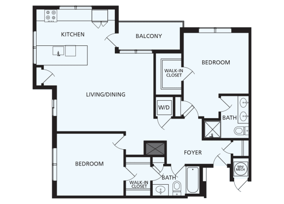 Lansdale Station Apartments B3 floor plan - 2 bed 2 bath