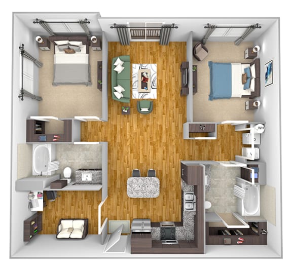 AVANT on Market Center - B3 - 2 bedroom and 2 bath - 3D