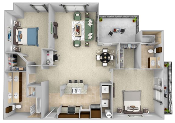Monterra Las Colinas - B3 - 2 bedroom - 2 bath - 3D