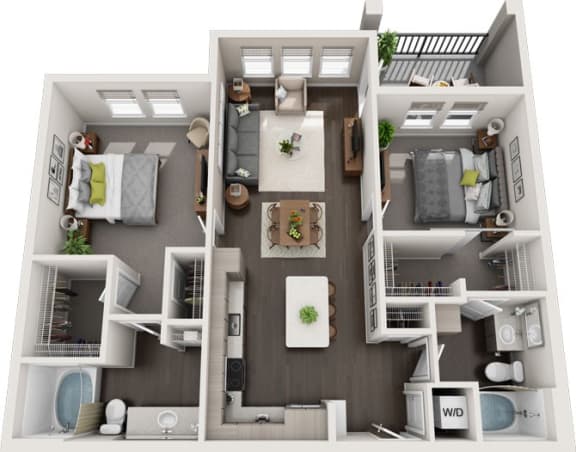 Rise at 2534 - B3 - 2 bedroom 2 bath - 3D