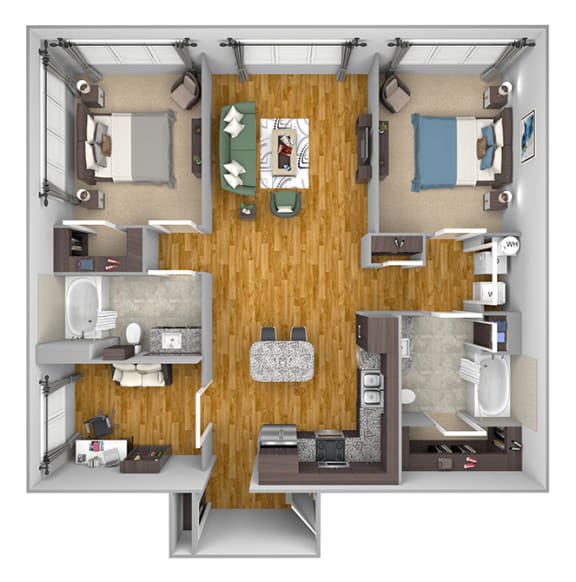 AVANT on Market Center - B4 - 2 bedroom and 2 bath - 3D