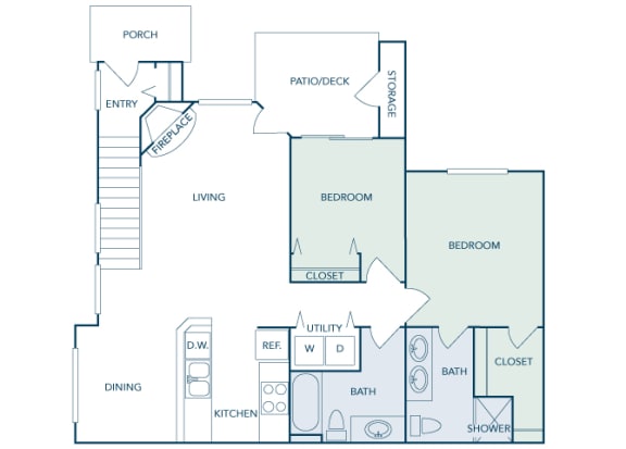 B4 - 2Bed 2Bath - 1050 Sq Ft - 2D