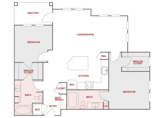 Rise at 2534 - B4 - 2 bedroom 2 bath - 3D