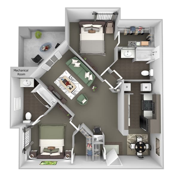 Antelope Ridge - B5 Gazelle - 2 Bed 2 Bath - 3D Floor Plan