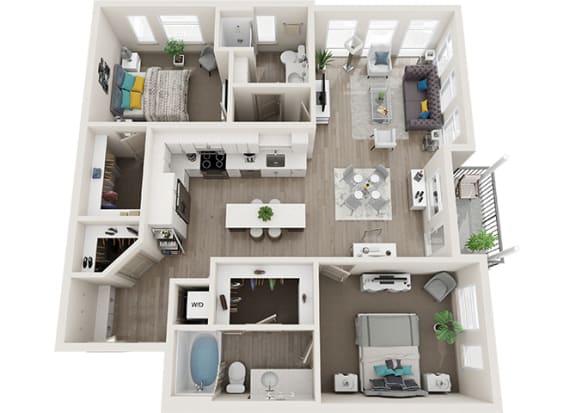 Element 25 apartments B5 2-bedroom 3D floor plan