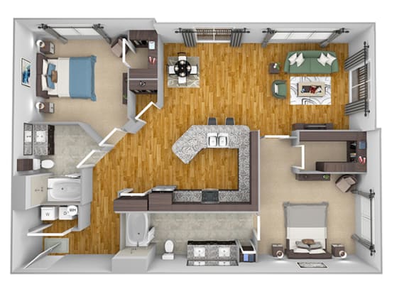 AVANT on Market Center - B7 - 2 bedroom and 2 bath -3D