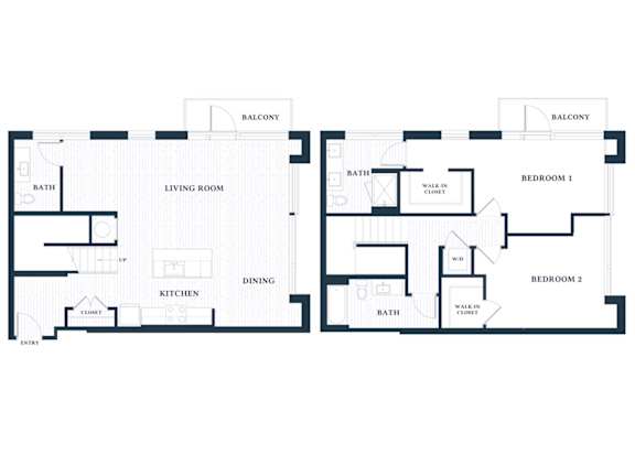 B82L - 2 Bed - 2 Bath - Brentford at the Mile - 2D Floor Plan