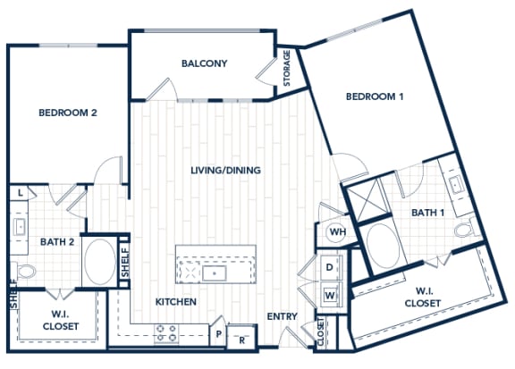 Juncture B8 floor plan 2 beds 2 baths 2D