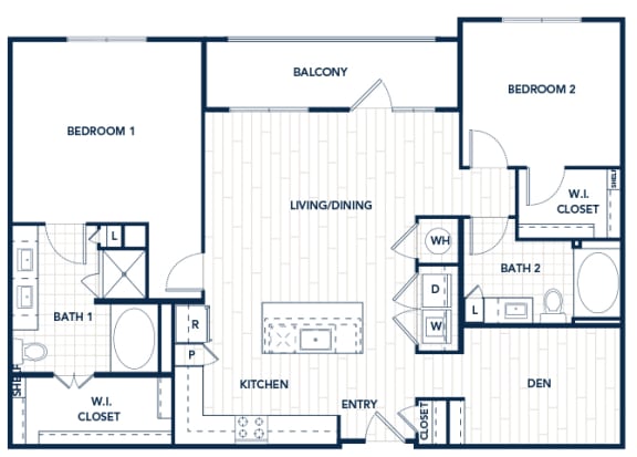 Juncture B9 floor plan 2 beds 2 baths 2D