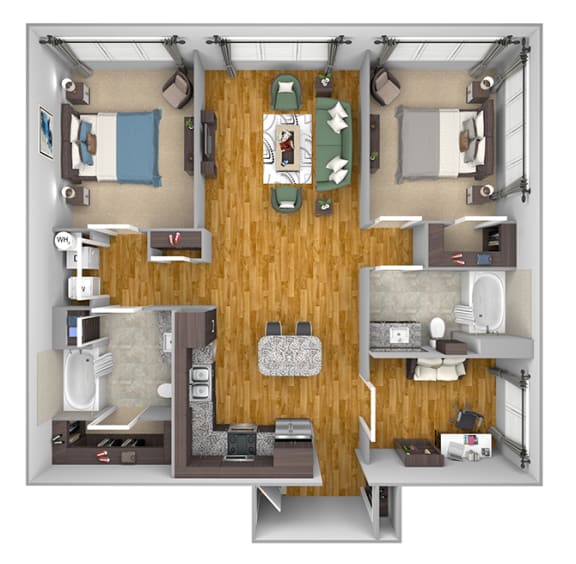 AVANT on Market Center - B9 - 2 bedroom and 2 bath -3D