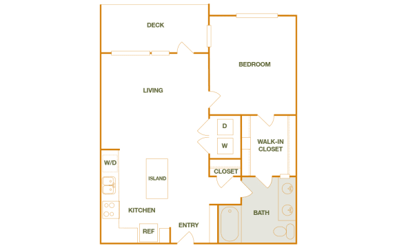 Baseline 158 ADA A10 floor plan 1 bedroom 1 bathroom