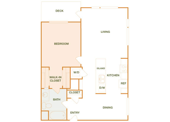 Baseline 158 A11 floor plan 1 bed 1 bath - 2D