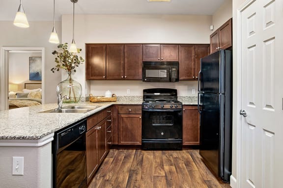 First and Main Apartments all black appliances