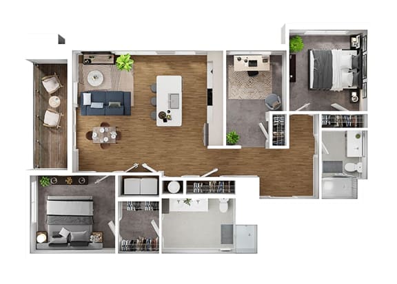 BLVD at Revere Beach - B8D - 2 bedroom with den - 2 bath - 3D