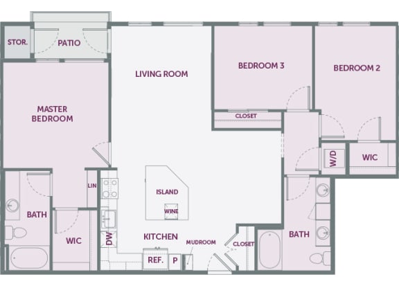 Element 25 apartments C1 3-bedroom 2D floor plan