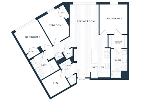 C3 - 3 Bed - 2 Bath - Brentford at the Mile - 2D Floor Plan