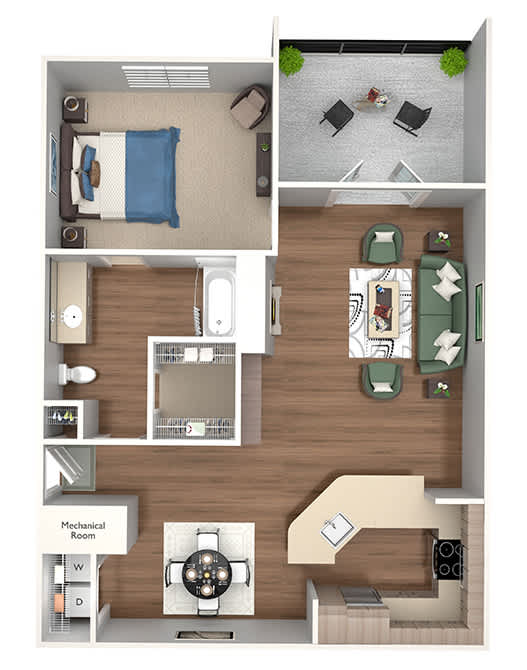 Emmersyn at Lone Tree - A3 - 1 Bed 1 Bath - 3D Floor Plan