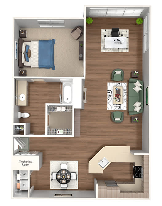 Emmersyn at Lone Tree - A4 - 1 Bed 1 Bath - 3D Floor Plan