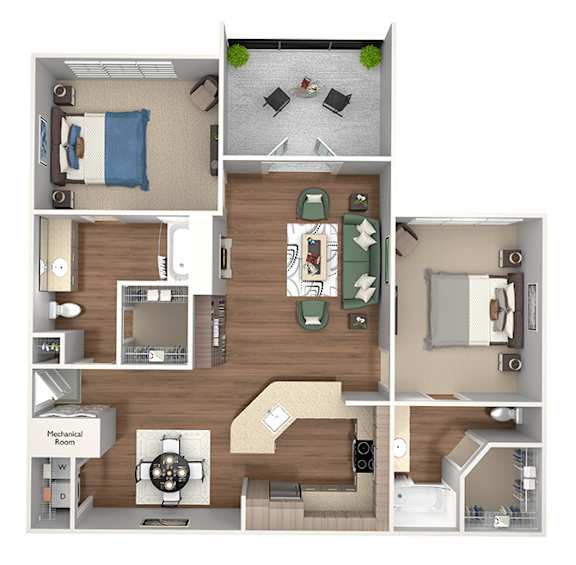 Emmersyn at Lone Tree - B3 - 2 Bed 2 Bath - 3D Floor Plan