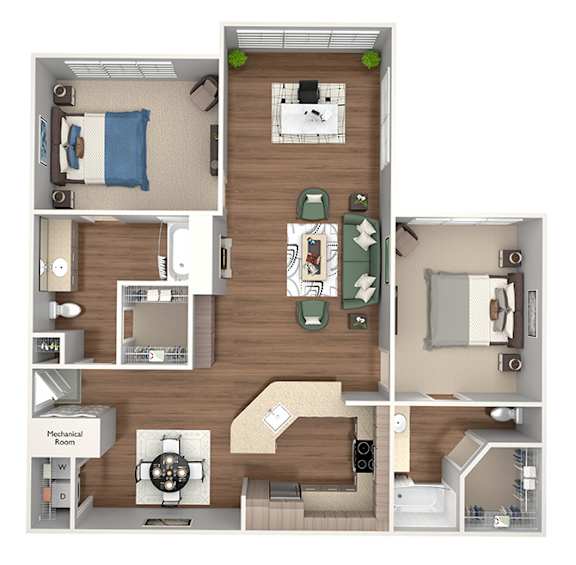 Emmersyn at Lone Tree - B4 - 2 Bed 2 Bath - 3D Floor Plan