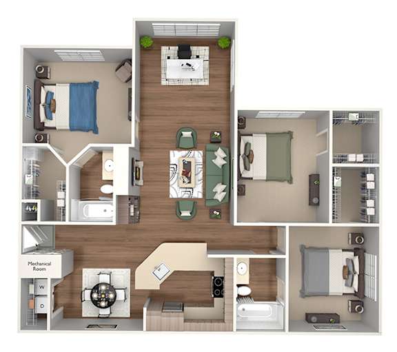 Emmersyn at Lone Tree - C2 - 3 Bed 2 Bath - 3D Floor Plan
