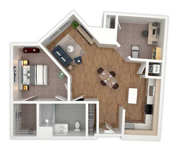 BLVD at Revere Beach - A8Da - 1 bedroom with den - 1 bath - 3D