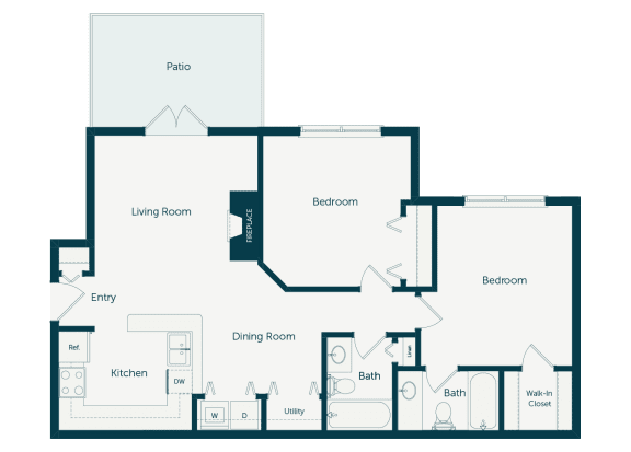 Emmersyn at Lone Tree - B1 - 2 Bed 2 Bath - 2D