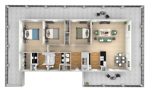 Island Park - C1 - 3 bedrooms and 2 bath - 3D