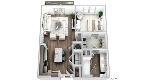 Juncture A2HC 1 bedroom floor plan 3D