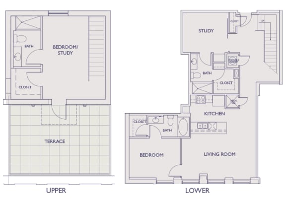 Main 3 Downtown floor plan B4 Flats  - 2 bed 2 bath - 2D