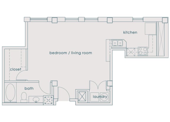 Main 3 Downtown - A3 (Landmark) - Studio/1 bath - 2D