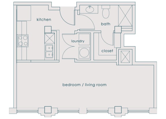 Main 3 Downtown - A1 (Landmark) - Studio/1 bath - 2D