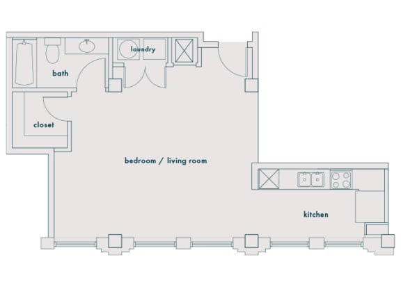 Main 3 Downtown - A2 (Landmark) - Studio/1 bath - 2D