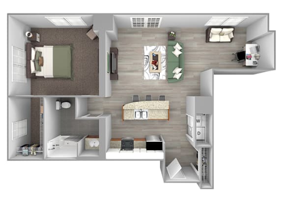 The Sheffield A13 1 bed 1 bath 3D