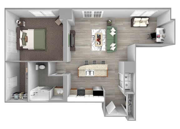 The Sheffield A14 1 bed 1 bath 3D
