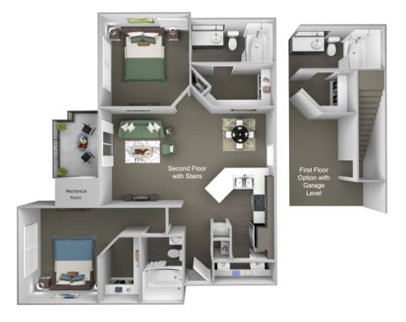 Sonterra Apartments at Paradise Valley - B3 (Sapphire) - 2 bedroom and 2 bath - 3D