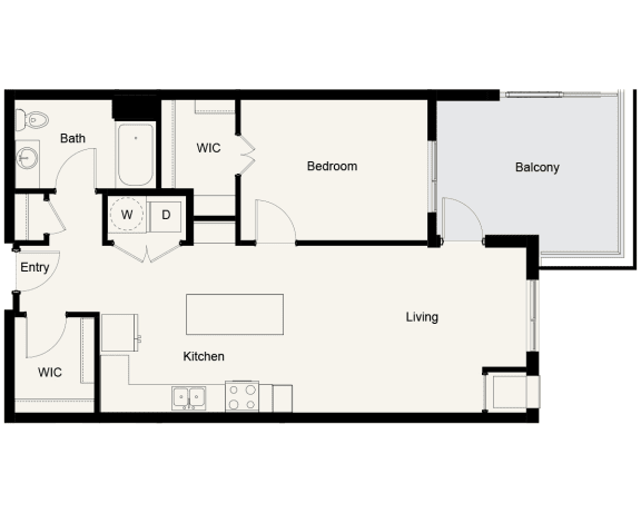 a floor plan of a small apartment with a bedroom and a living room