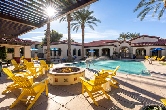 Almeria at Ocotillo poolside fire pit