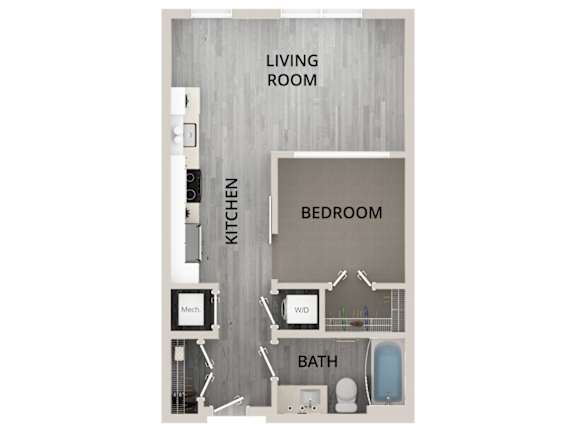 A01 - 1Bed 1Bath - Rockwell at Crown - 2D Floor Plan