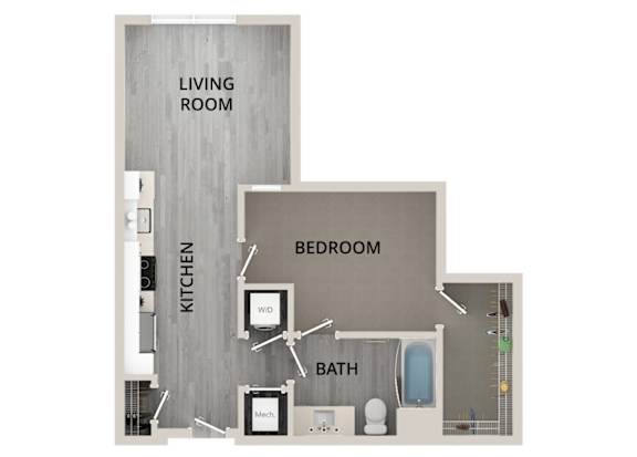 A06 - 1Bed 1Bath - Rockwell at Crown - 2D Floor Plan