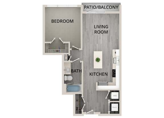A07 - 1Bed 1Bath - Rockwell at Crown - 2D Floor Plan