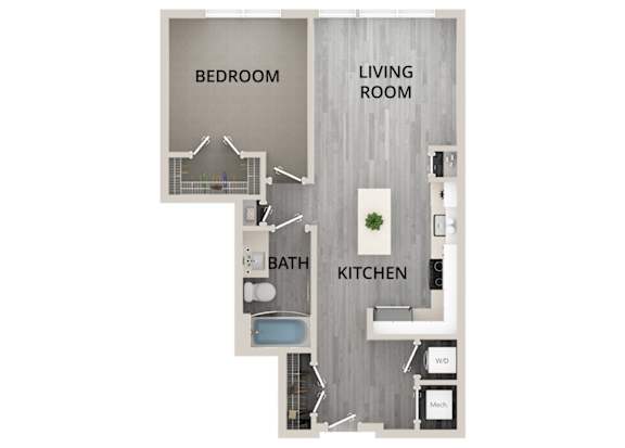 A09 - 1Bed 1Bath - Rockwell at Crown - 2D Floor Plan