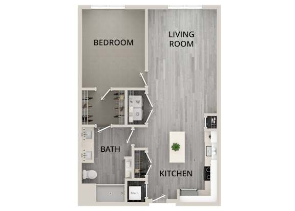 A16 - 1Bed 1Bath - Rockwell at Crown - 2D Floor Plan