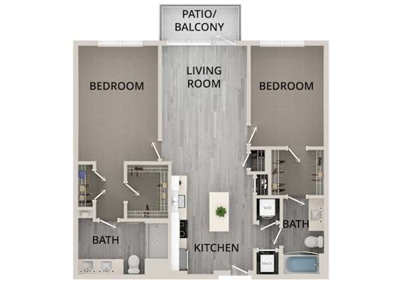 B04 - 2Bed 2Bath - Rockwell at Crown - 2D Floor Plan