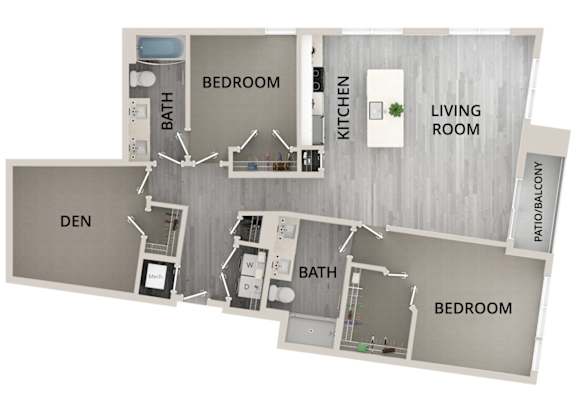 B18 - 2Bed 2Bath - Rockwell at Crown - 2D Floor Plan