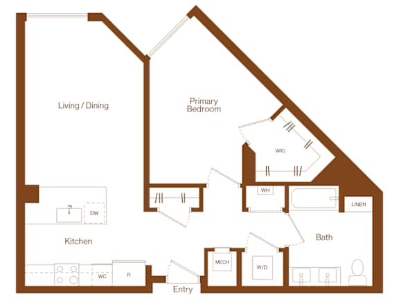 A4 - 1 bedroom - 1 bath - 2D floor plan
