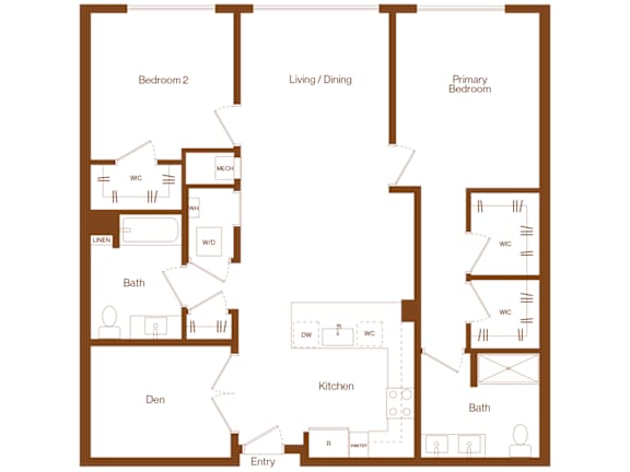 B8 - 2 bedroom - 2 bath - 2D floor plan