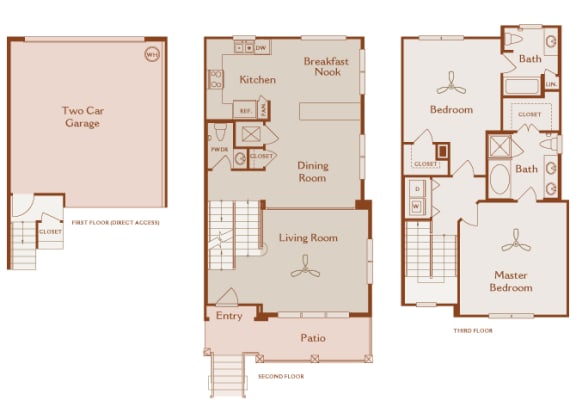 Foothills at Old Town - th-C2 (Torrey) - 3 bedrooms and 2.5 bath - 2D floor plan